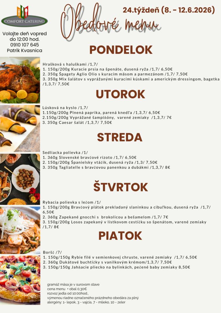 Obedové menu Obedové menu