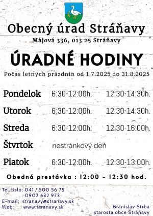 Úprava úradných hodín počas letných prázdnin