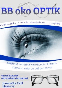 Bezplatné meranie zraku od BB oko OPTIK — 6.10.2026 v Stráňavách